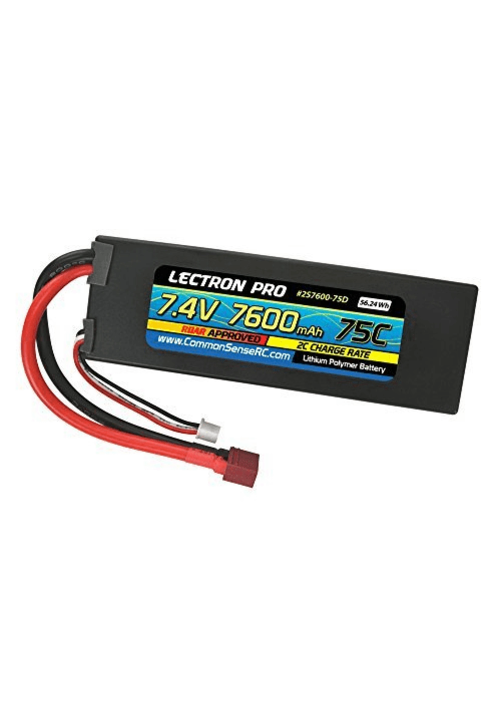 COMMON SENSE RC 2S7600-75D - 7.4V 7600mAh 75C Lipo Battery With Deans-Type Connector 1 COMMON SENSE RC 2S7600-75D - 7.4V 7600mAh 75C Lipo Battery With Deans-Type Connector