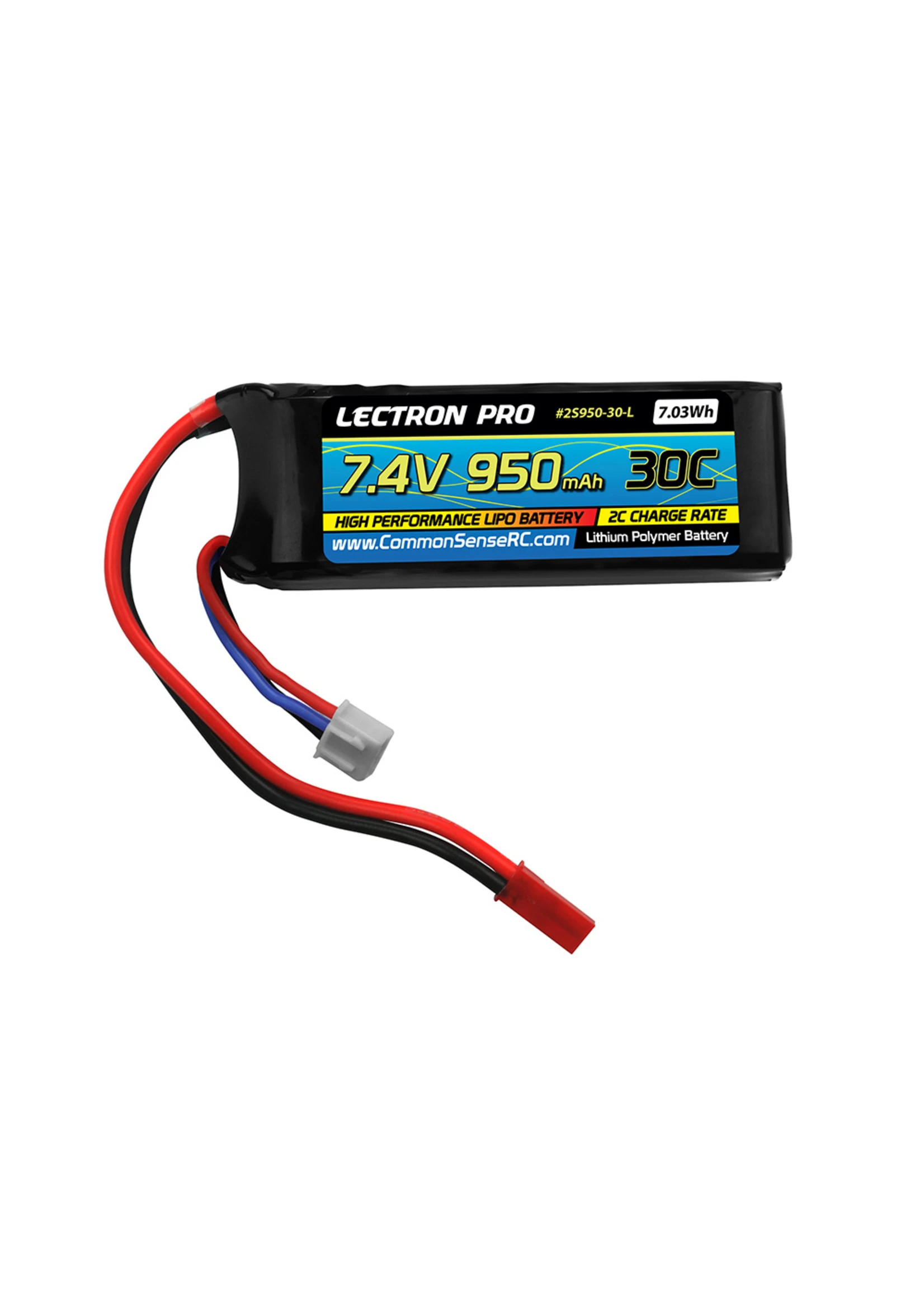COMMON SENSE RC 2S950-30-L - 7.4V 950mAh 30C Lipo Battery With JST Connector 1 COMMON SENSE RC 2S950-30-L - 7.4V 950mAh 30C Lipo Battery With JST Connector