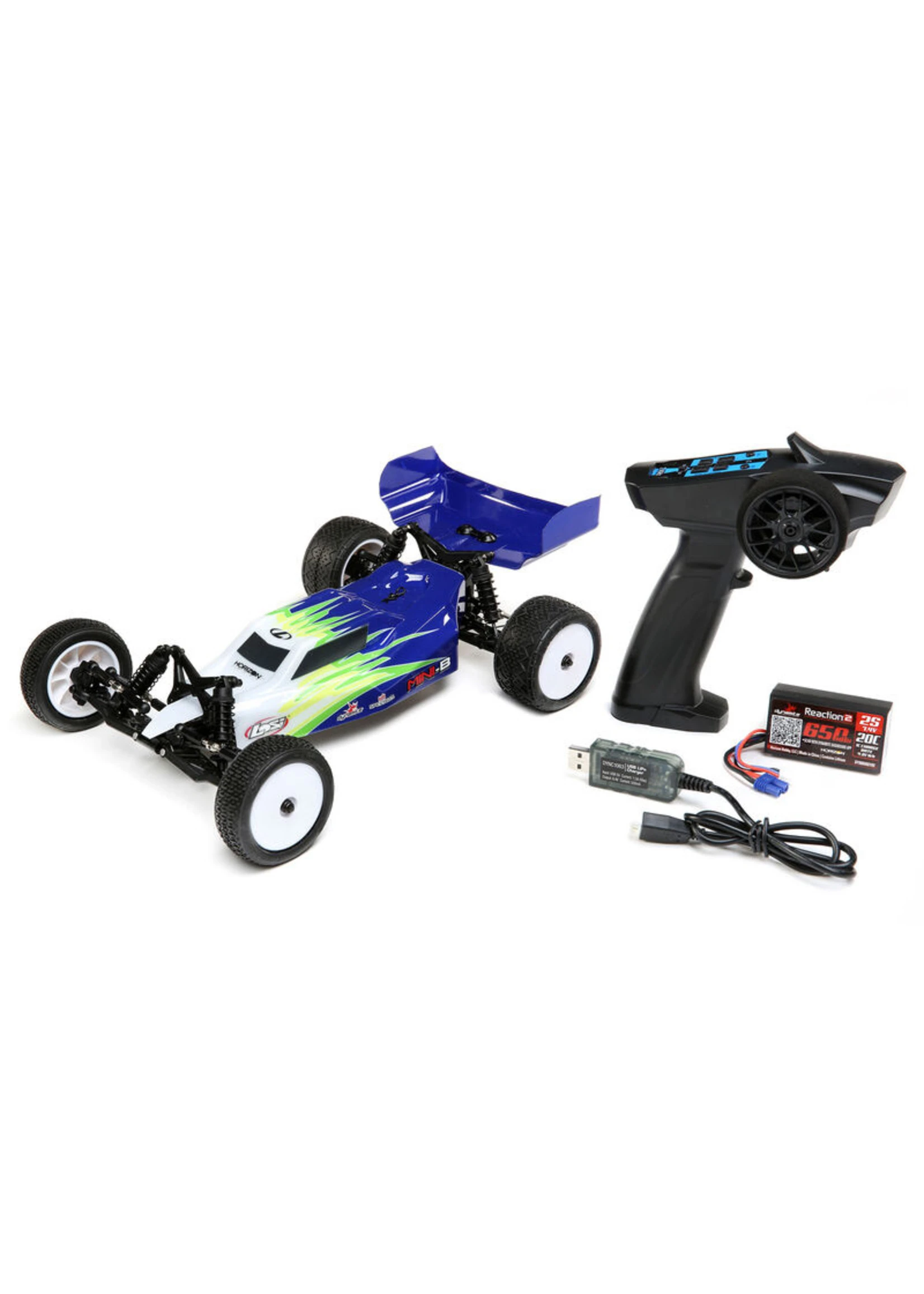 LOSI 1/16 Mini-B Brushed 2WD RTR Buggy - Blue/White 8 LOSI 1/16 Mini-B Brushed 2WD RTR Buggy - Blue/White - Image 8