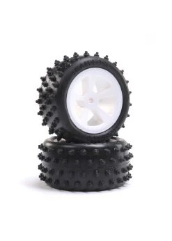 LOSI LOS41024 - 4 Row Rear Tires, Mounted, White (2): Mini JRX2