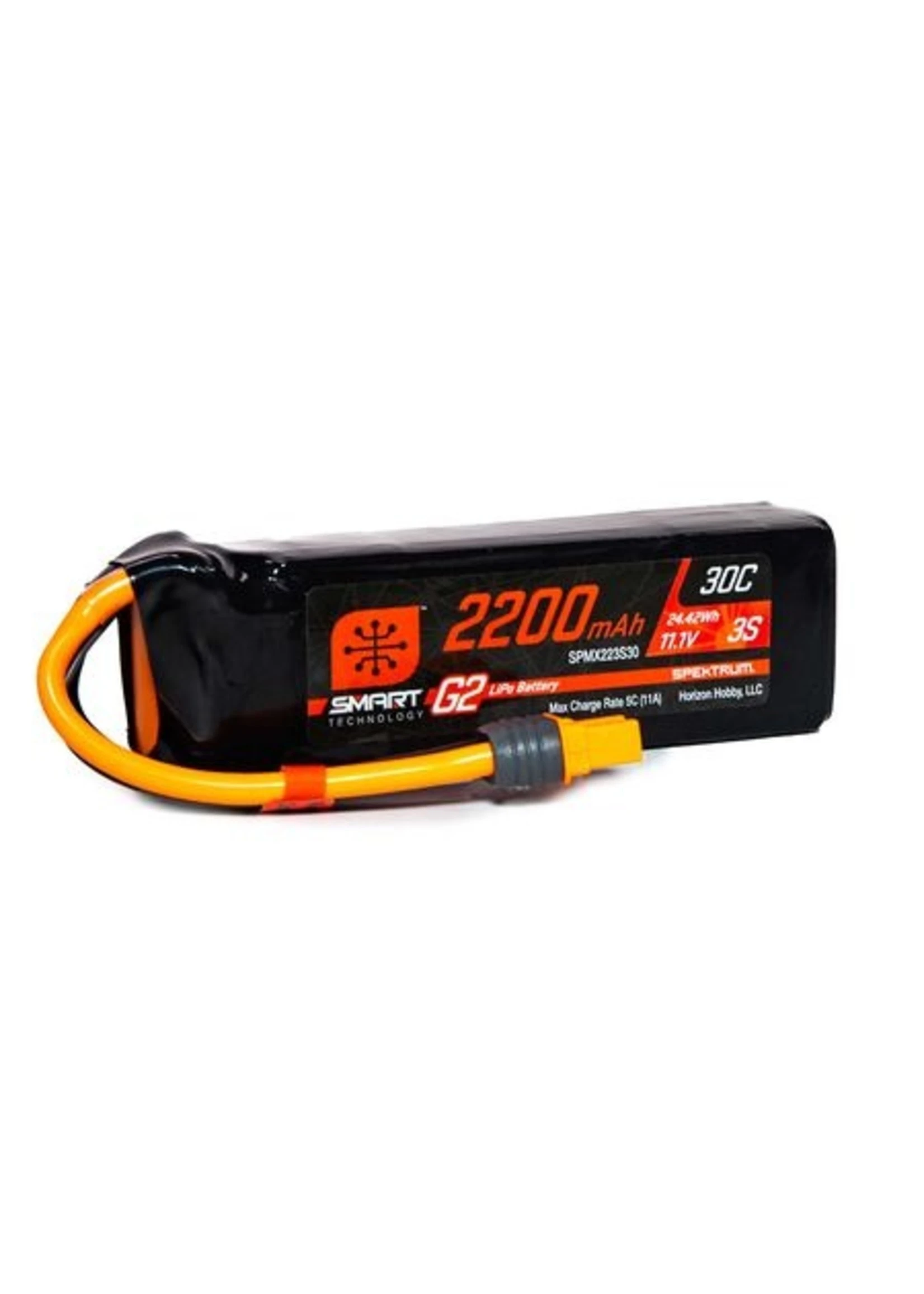 Spektrum SPMX223S30 - 11.1V 2200mAh 3S 30C Smart G2 LiPo Battery: IC3 1 Spektrum SPMX223S30 - 11.1V 2200mAh 3S 30C Smart G2 LiPo Battery: IC3