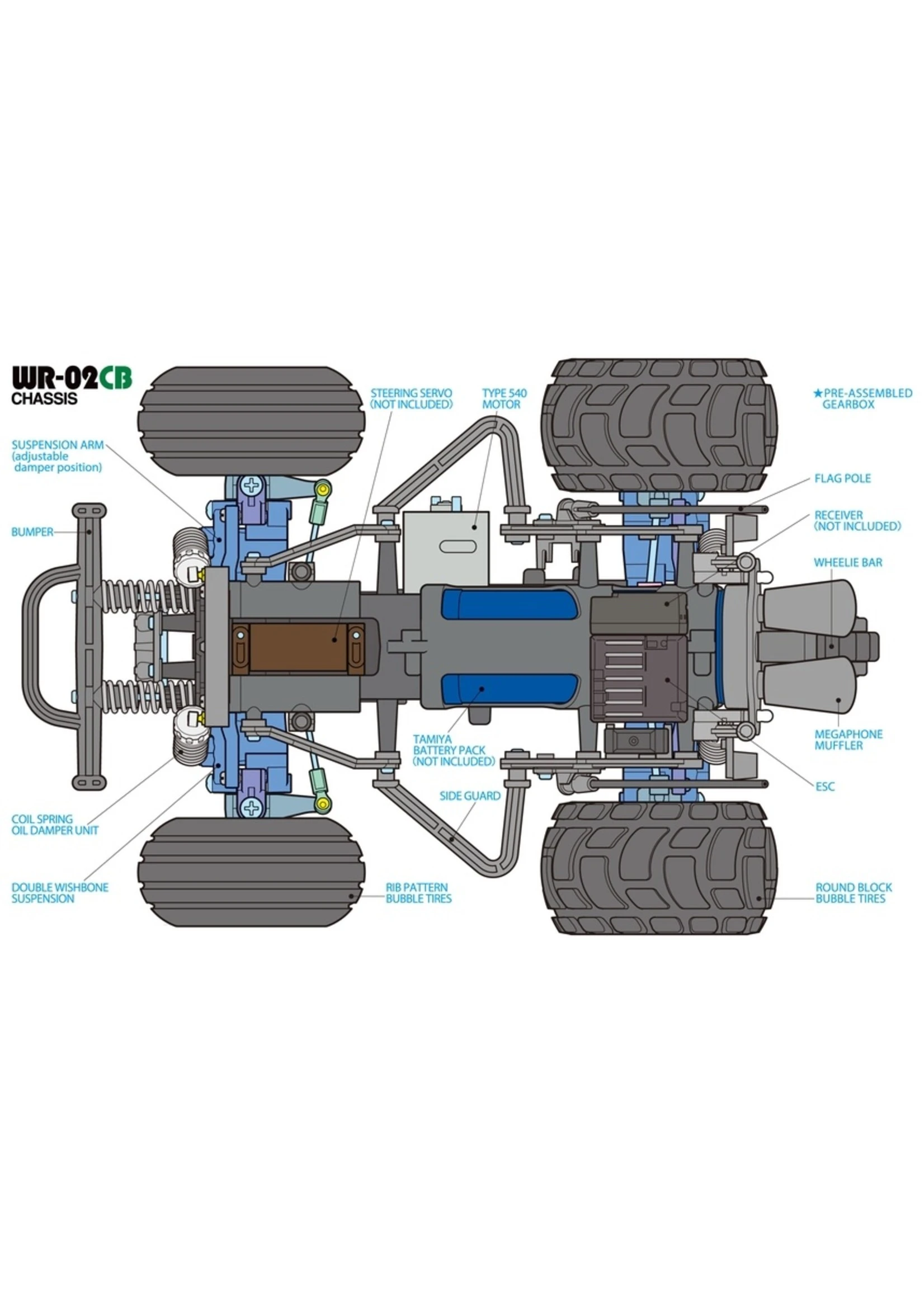 Tamiya 1/10 Comical Grasshopper 2WD - WR-02CB Chassis Kit 10 Tamiya 1/10 Comical Grasshopper 2WD - WR-02CB Chassis Kit - Image 10