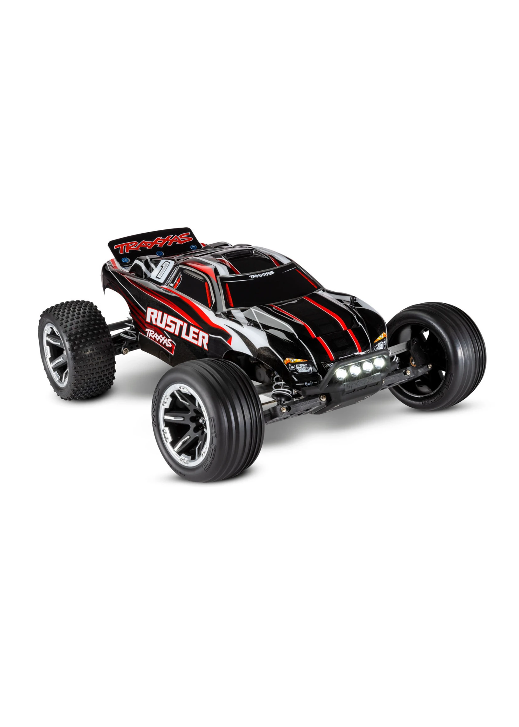 Traxxas 1/10 Rustler 2WD RTR Stadium Truck With Lights - Red/Black 1 Traxxas 1/10 Rustler 2WD RTR Stadium Truck With Lights - Red/Black