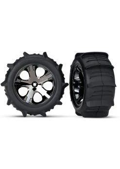 3776 - All-Star Black Chrome Wheels / Traxxas Paddle Tires