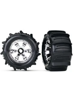 5672 - Geode Chrome Wheels / Traxxas Paddle Tires