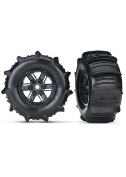 7773 - X-Maxx® Black Wheels / Traxxas Paddle Tires