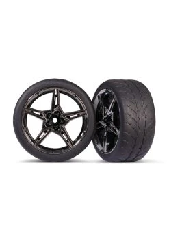 Traxxas 9371 - Split-Spoke Black Chrome Wheels / Response Tires